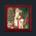Vintage Santa With Gifts Keepsake Box<br><div class="desc">Beautiful vintage Santa with gifts and Christmas tree adorns this lovely wooden gift box. A wonderful way to give a gift or use as a keepsake box!</div>