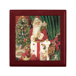 Vintage Santa With Gifts Keepsake Box
