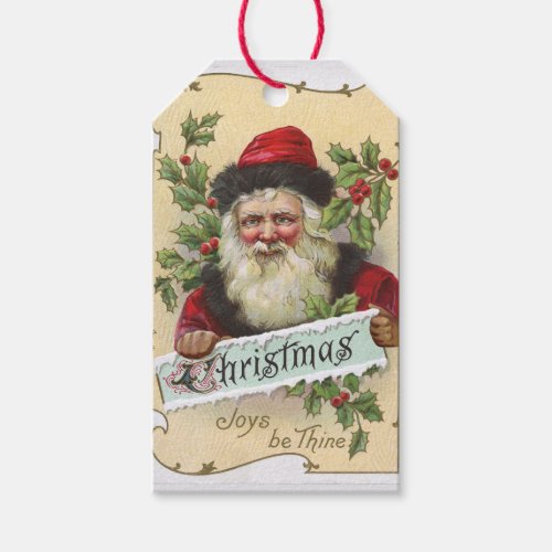 Vintage Santa with Holly Gift Tag