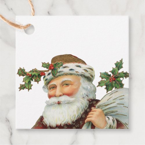 Vintage Santa with Holly Gift Tags