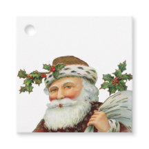 Vintage Santa with Holly Gift Tags