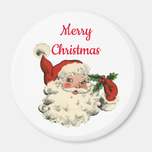Vintage Santa With Holly Magnet