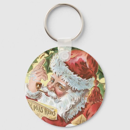 Vintage Santa with List Keychain