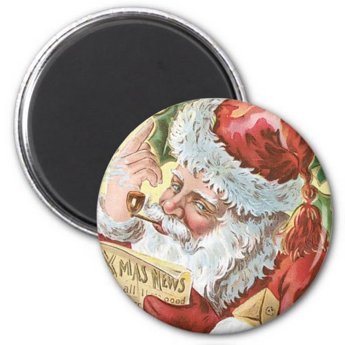 Vintage Santa with List Magnet
