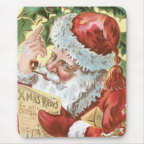 Vintage Santa with List Mouse Pad