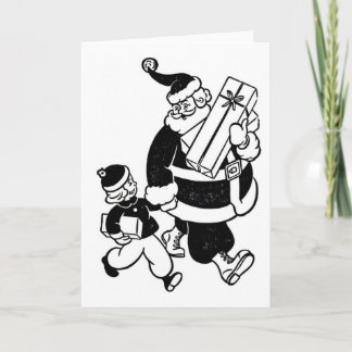 Vintage Santa With Little Girl Holiday Card