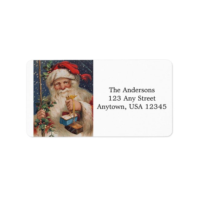 Vintage Santa with Presents Label (Front)