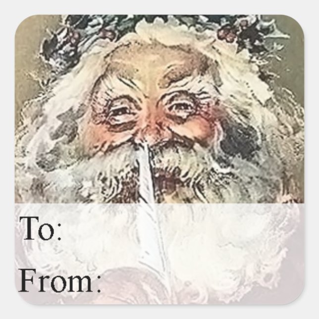 Vintage Santa with Quill Pen Gift Tag (Front)