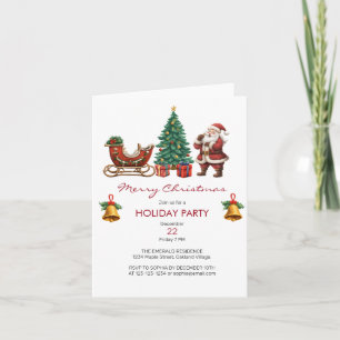 Vintage Santa with sleigh & Christmas Party Invitation