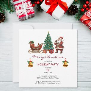 Vintage Santa with sleigh & Christmas Party Invitation