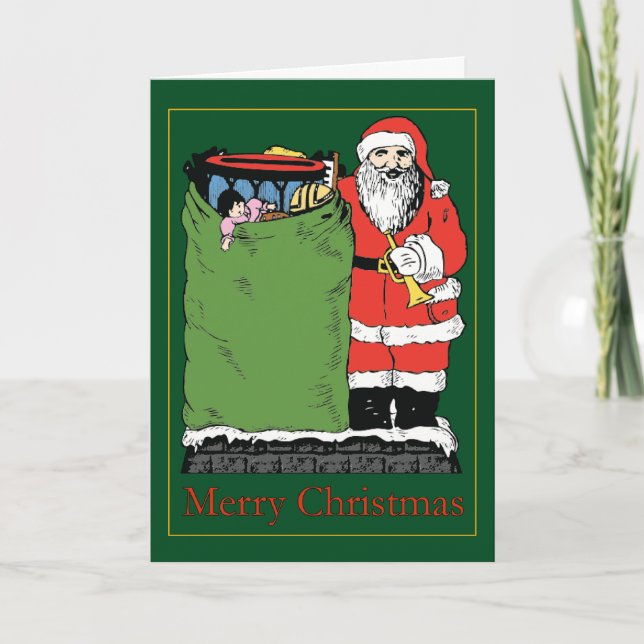 Vintage Santa With Toy Bag - Christmas Card (Front)