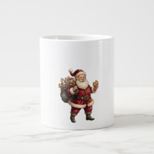 Vintage Santa with Toy Sack and Sweet Treat Giant Coffee Mug