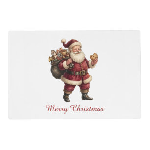 Vintage Santa with Toy Sack and Sweet Treat Placemat