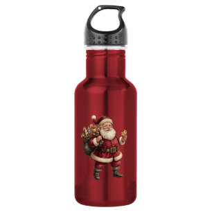 Vintage Santa with Toy Sack and Sweet Treat Stainless Steel Water Bottle