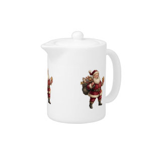 Vintage Santa with Toy Sack and Sweet Treat Teapot
