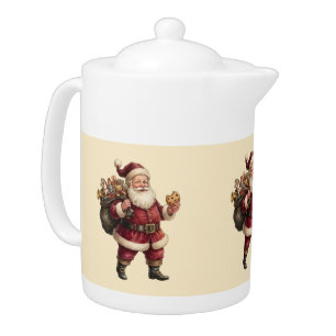 Vintage Santa with Toy Sack and Sweet Treat Teapot