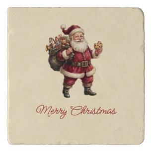 Vintage Santa with Toy Sack and Sweet Treat Trivet