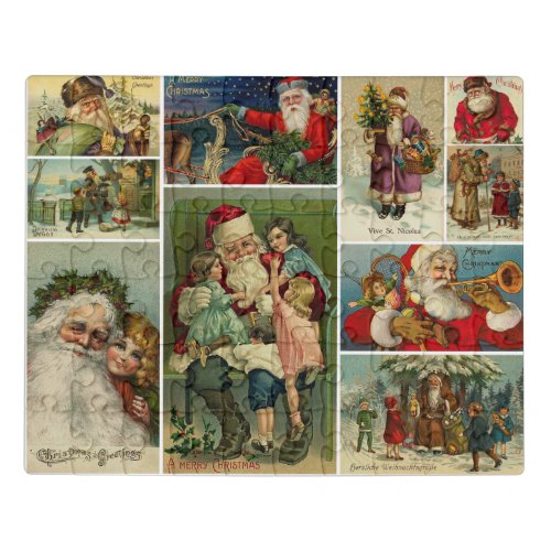 Vintage Santa Wrapping Paper Jigsaw Puzzle