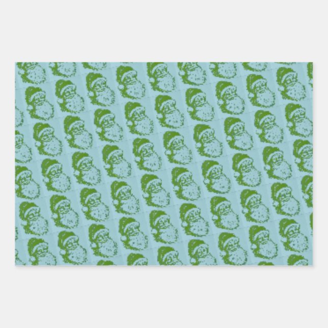 Vintage Santa Wrapping Set Wrapping Paper Sheets (Front)