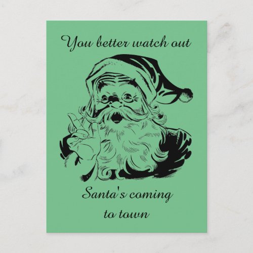 Vintage Santas Coming to Town Holiday Postcard