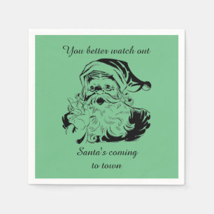 Vintage Santa's Coming to Town Napkins