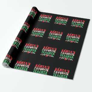 Vintage Santa's Favorite Teacher Groovy Christmas Wrapping Paper