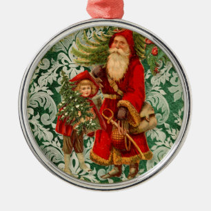 Vintage Santas n Holly Elegant Christmas Ornament