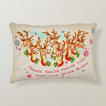 Vintage Santa's Reindeer Throw Pillow by ChristmasTimeByDarla at Zazzle