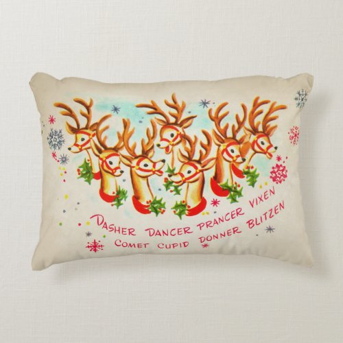 Vintage Santas Reindeer Throw Pillow