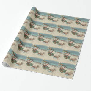 Vintage Santa's Sleigh and Reindeer Wrapping Paper