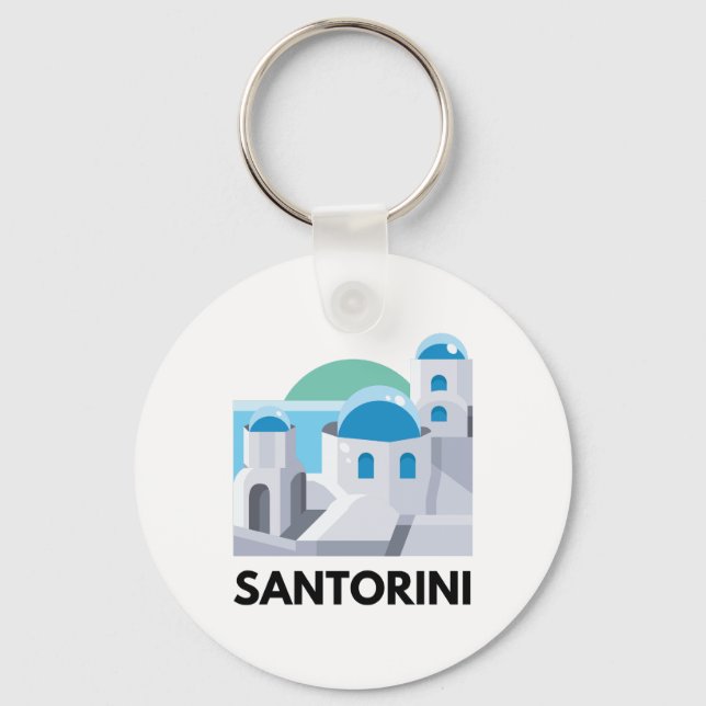 Vintage Santorini Greece  Keychain (Front)