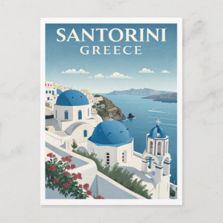 Vintage Santorini Travel Postcard