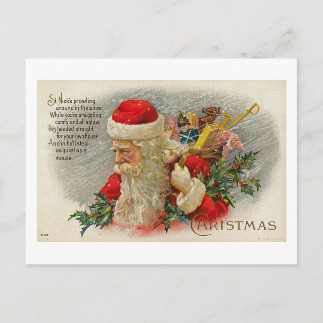 Vintage Sants Christmas St. Nick Card (Front)