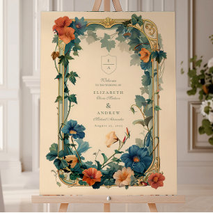 Vintage Sapphire Bloom Frame Wedding Foam Board