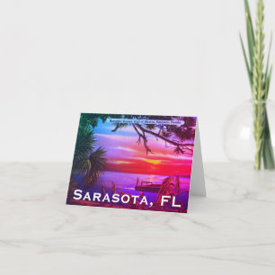 Vintage Sarasota, FL Beach Sunset - Gulf of Mexico Card