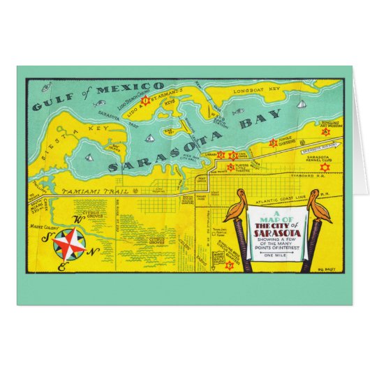 Vintage Sarasota Map Cards (Front Horizontal)