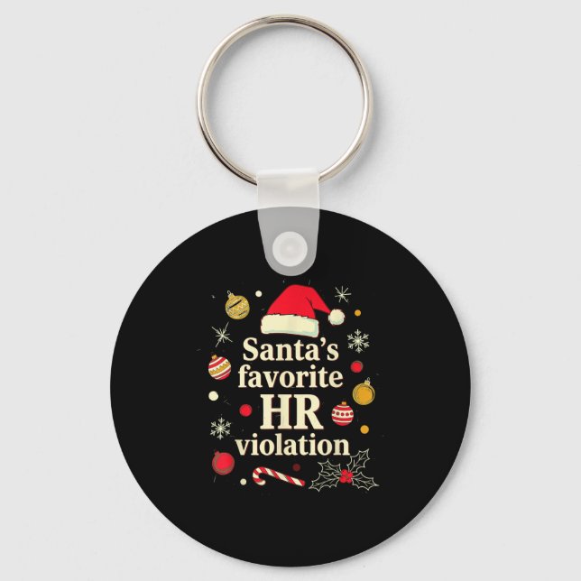 Vintage Sarcastic Retro Hr Violation Christmas Off Keychain (Front)