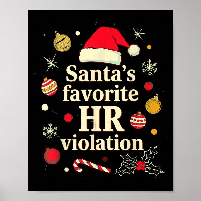 Vintage Sarcastic Retro Hr Violation Christmas Off Poster (Front)