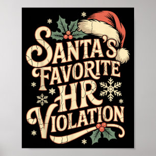 Vintage Sarcastic Retro Hr Violation Christmas Off Poster