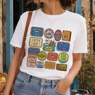 Vintage Sardine Tin Collage Fisherman Core T-Shirt