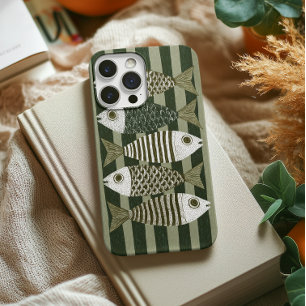 Vintage Sardine Tin Fish coastal green iPhone 16 Case