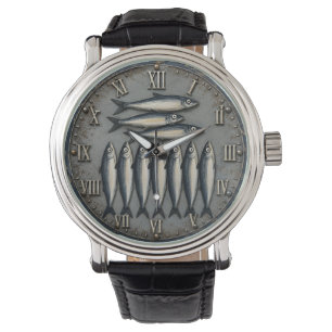 Vintage Sardines Coastal Fishing Kitchen Watch