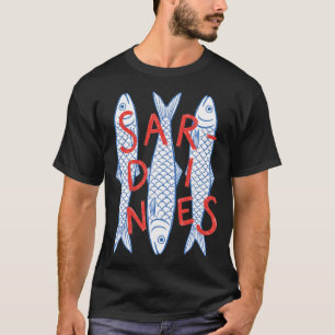 Vintage Sardines Tinned Fish Retro Art T-Shirt
