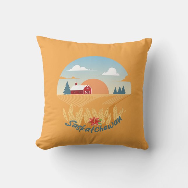 Vintage Saskatchewan Throw Pillow (Front)