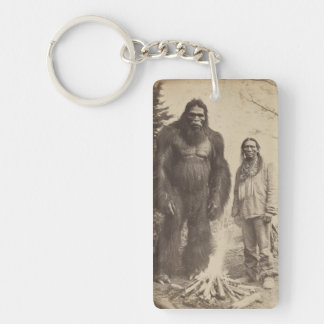 Vintage Sasquatch & Native American Photo Acrylic  Keychain