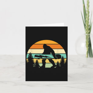 Vintage Sasquatch Snowboarding Retro Bigfoot Winte Card