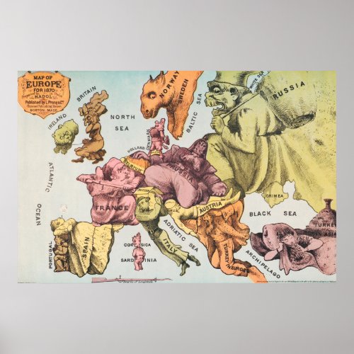 Vintage Satirical Russian Domination Map Poster