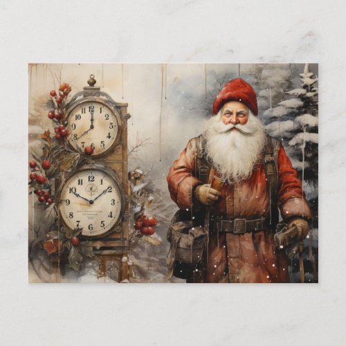 Vintage Satna Claus Father Christmas Decoupage Holiday Postcard