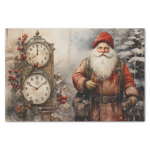 Vintage Satna Claus Father Christmas Decoupage Tissue Paper