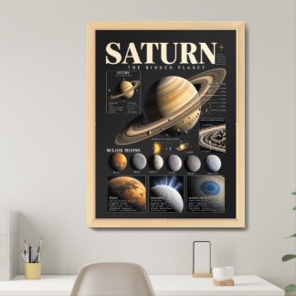 Vintage Saturn Planet Space Astronomy Framed Art
